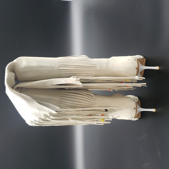 GIUSEPPE ZANOTTI BOOTS SIZE 39 COLOR WHITE SUEDE WITH BEADS 100% AUTHENTIC - Picture 11 of 17